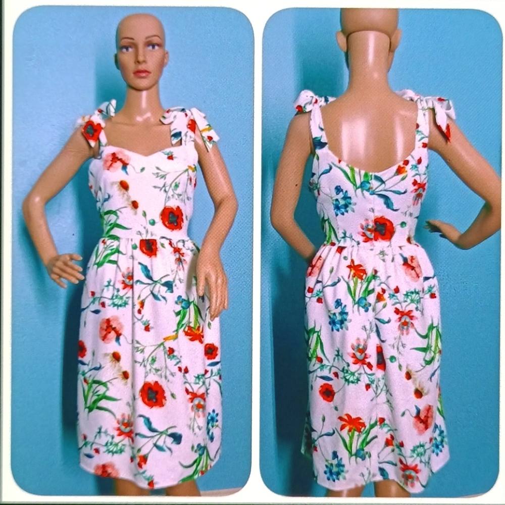 Pop real floral sweetheart neckline dress